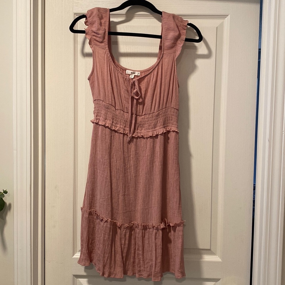 NWOT Mine L Blush Ruffle Dress